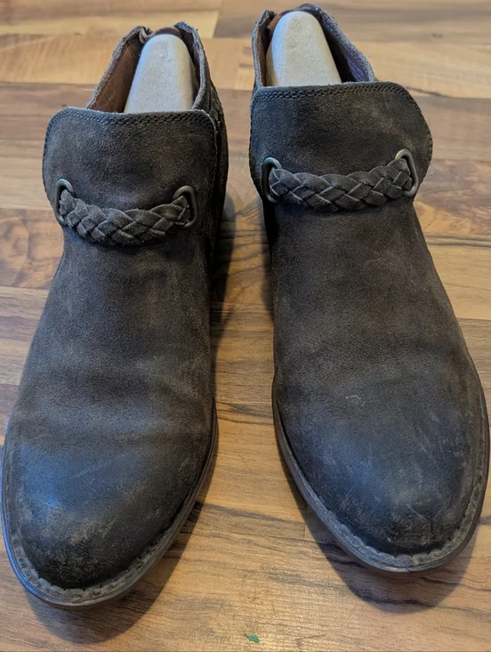 Born Sylvia Braided Strap Low Ankle Boots - Brown Gray - Picture 5 of 10